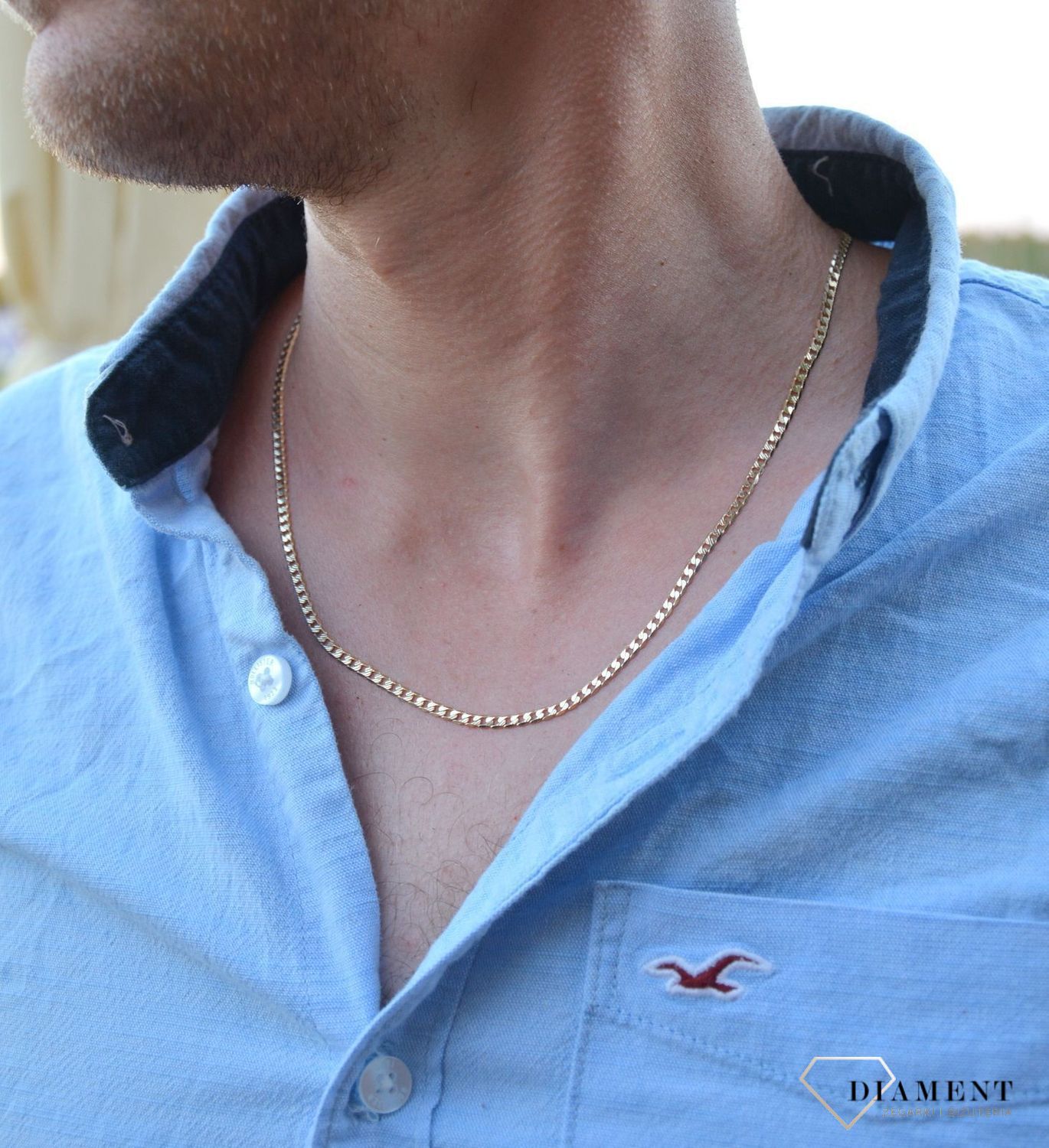 Złoty łańcuszek grawerowana pancerka 585 PAVE  (2).jpg